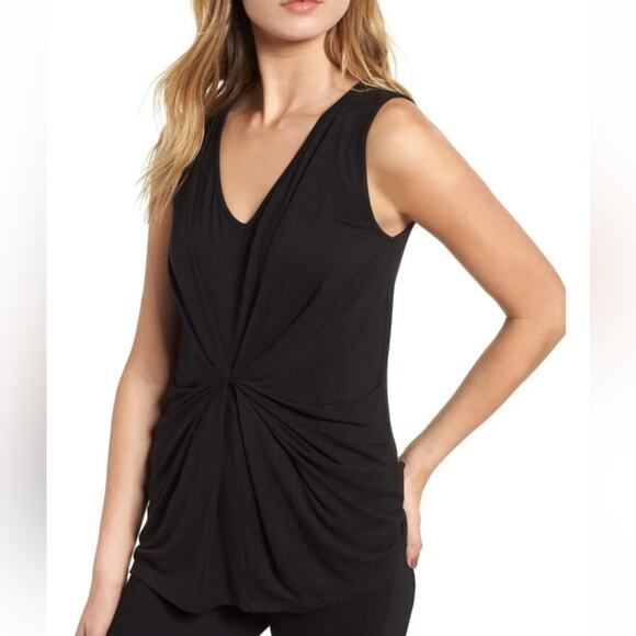 Trouvé Top Women's Small Black Sleeveless Blouse Twist Knot V Neck Workwear - Picture 1 of 6